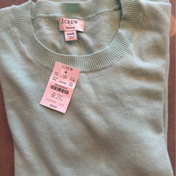 J Crew Teddie Mint Green Sweater NWT - Picture 3 of 4